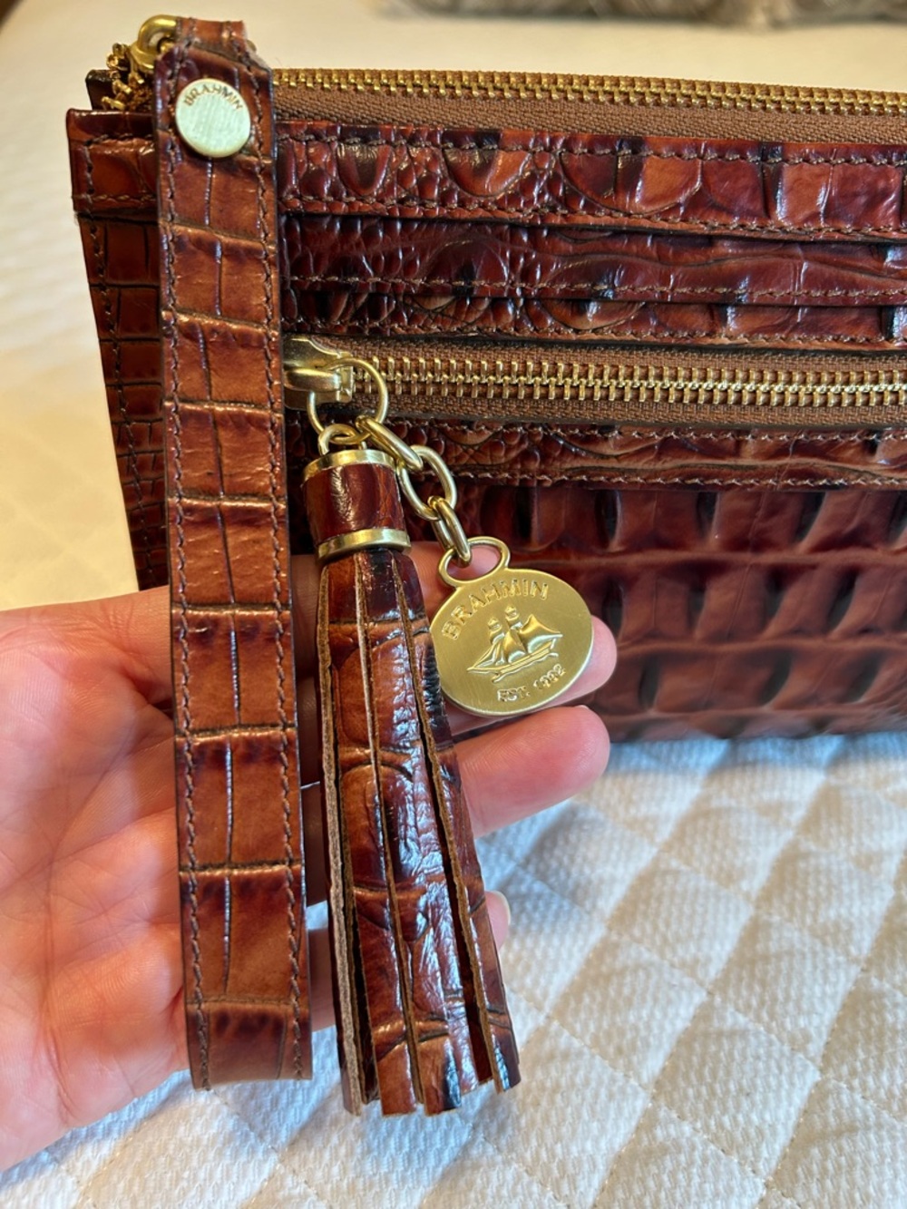 Brahmin Anna Wristlet in Pecan Melbourne - Picture 5 of 16